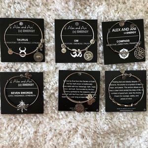 6 Alex and Ani Silver Bangles